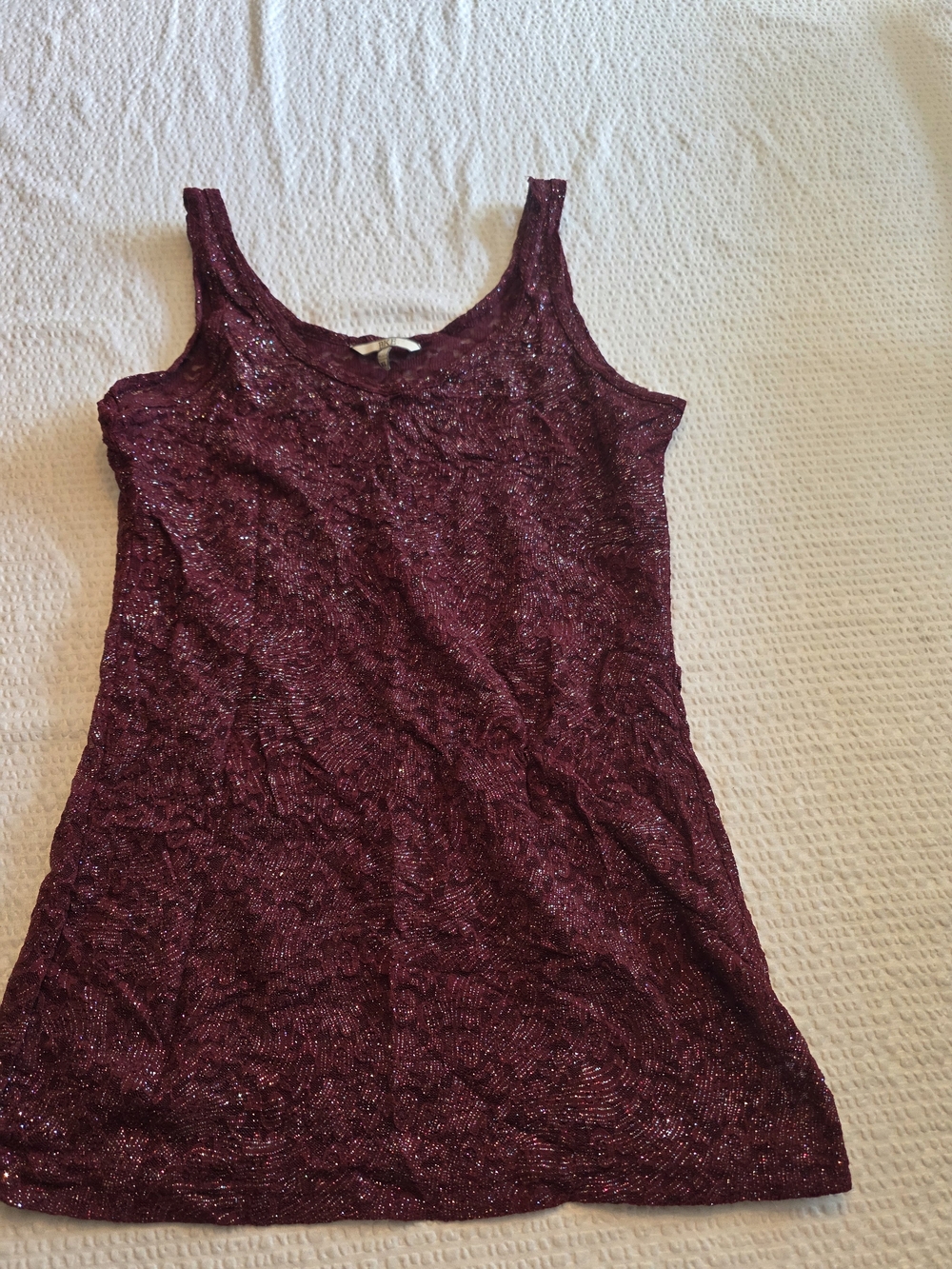 BKE Sparkle Burgundy Scoop Neck Tank xl